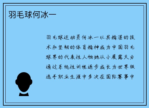 羽毛球何冰一