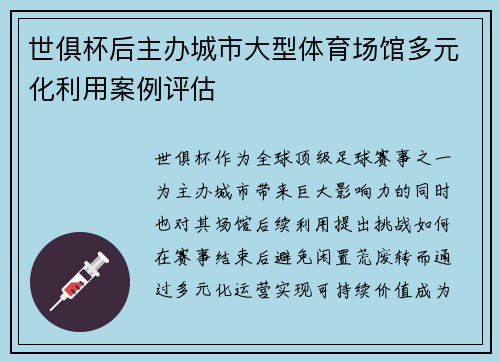 世俱杯后主办城市大型体育场馆多元化利用案例评估